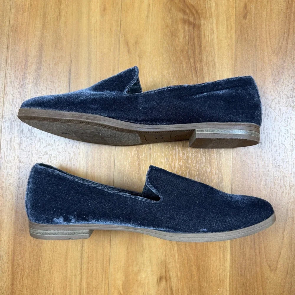 DV Dolce Vita Womens Blue Velvet Smoking Slipper Loafers Flats SZ 8.5 F16831342